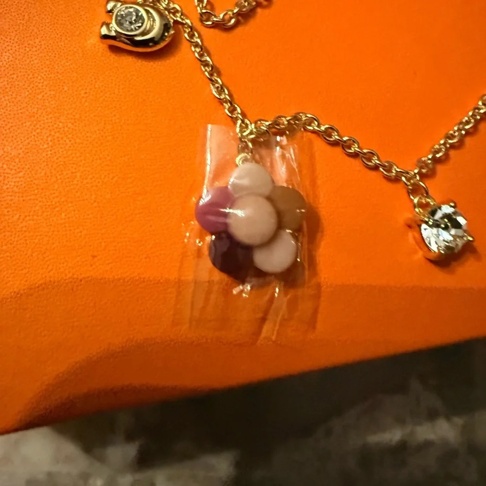 COACH Gold Multi-Charm Flower Pendant Necklace - - Picture 7 of 10